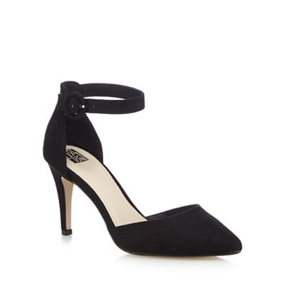 Black ankle strap high court shoes